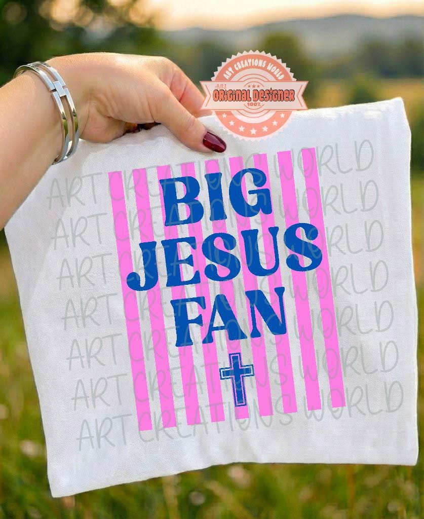 Big Jesus Fan PNG, Trendy Christian Sublimation Design, Preppy Faith Shirt Print