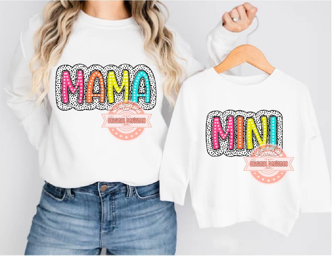 Mama Mini Dalmatian PNG, Matching Mommy and me Dots print Sublimation Shirt Design download