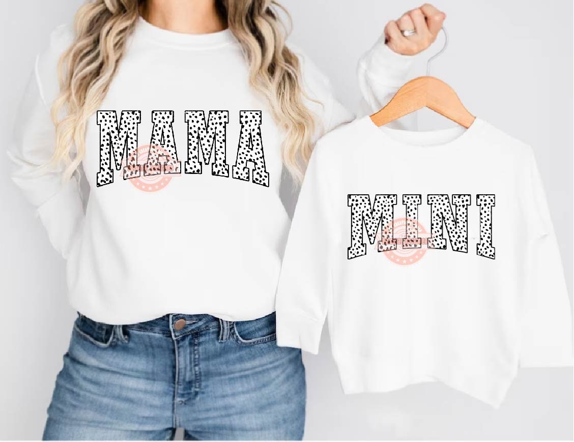 Mama Mini Dalmatian PNG, black and white dots mommy & me Sublimation Shirt Design