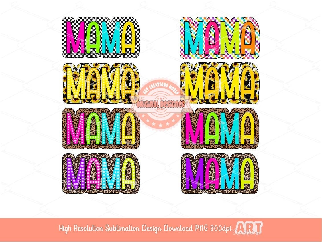 Mama PNG Bundle, Checkered, Leopard, Sunflower Mother's Day Sublimation sublimation shirt design (Digital Download)