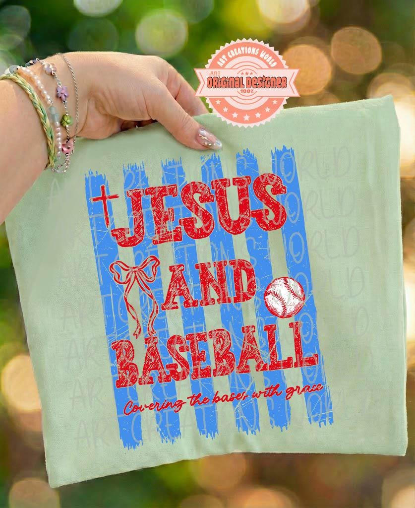 Jesus and Baseball PNG, Trendy Coquette Game Day Sublimation Design, Distressed Retro Faith Shirt