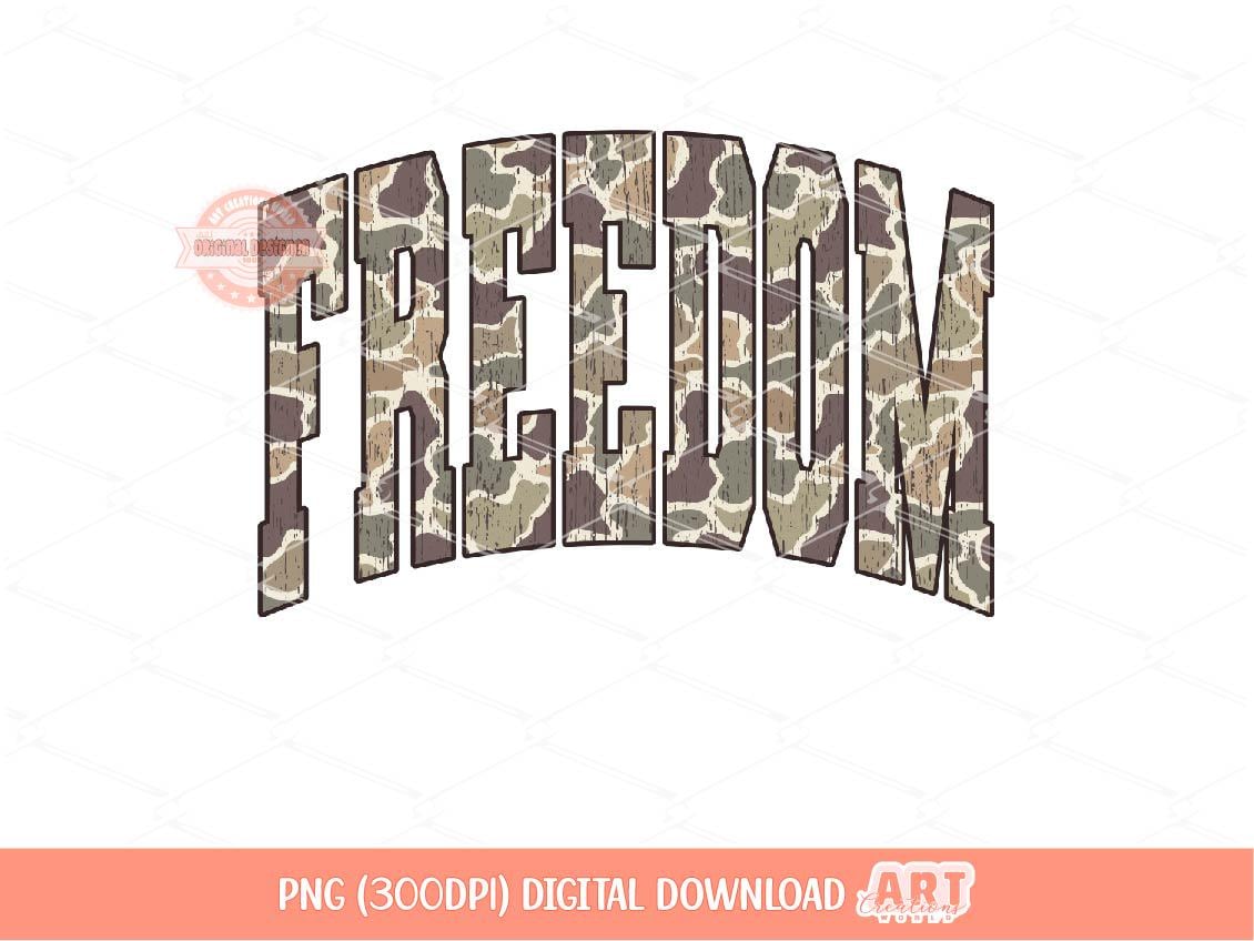 Freedom Grunge Camo PNG, Distressed Varsity 4th of July Sublimation Design (Digital Download)