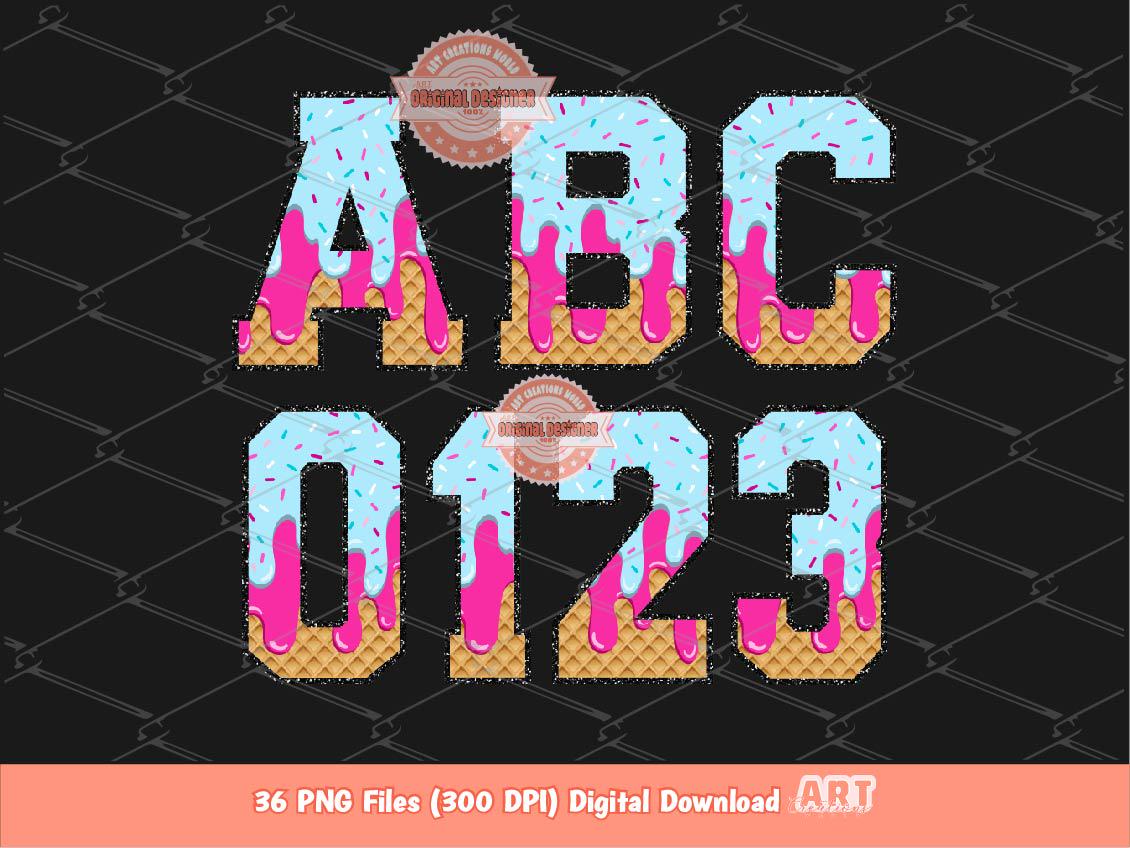 Drip Baseball Alphabet PNG, Drippy Ice Cream Drip Sports Letters and Numbers Clipart