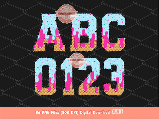 Drip Baseball Alphabet PNG, Drippy Ice Cream Drip Sports Letters and Numbers Clipart