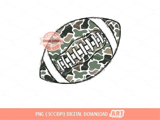 Camo Football PNG, Hand Drawn Hunting Football Season Sublimation Shirt Design (Digital Download)