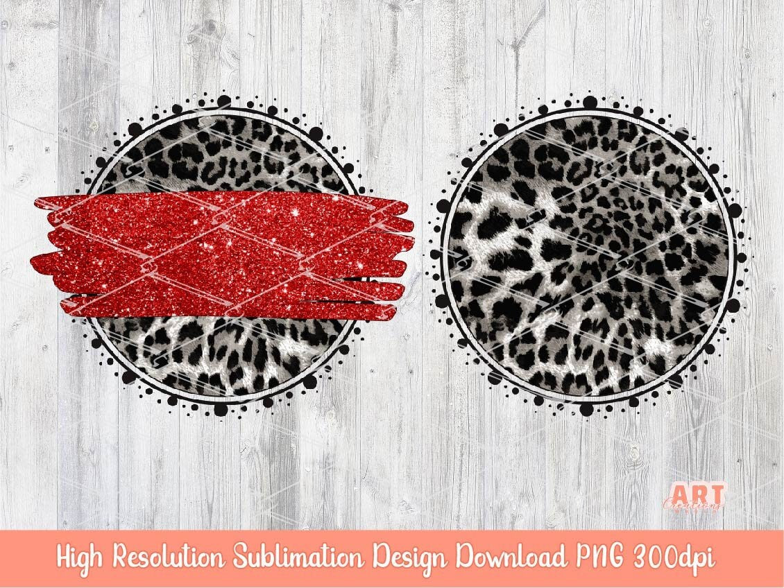 Leopard Print Circle Background PNG, Sublimation Design, Team Mascot Frame (Digital Download)