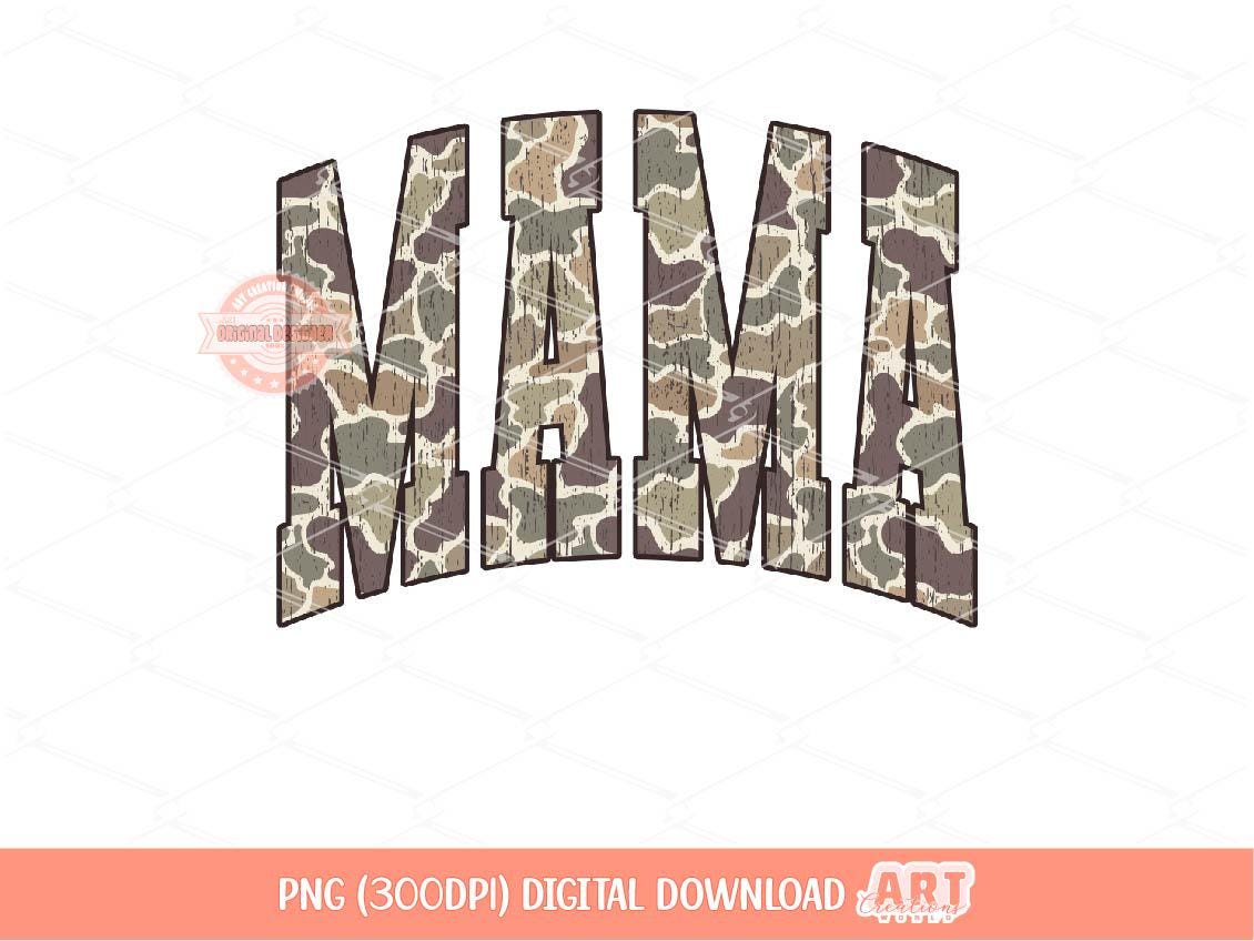 Mama Grunge Camo PNG, Distressed Camouflage Varsity Mom Sublimation Shirt Design