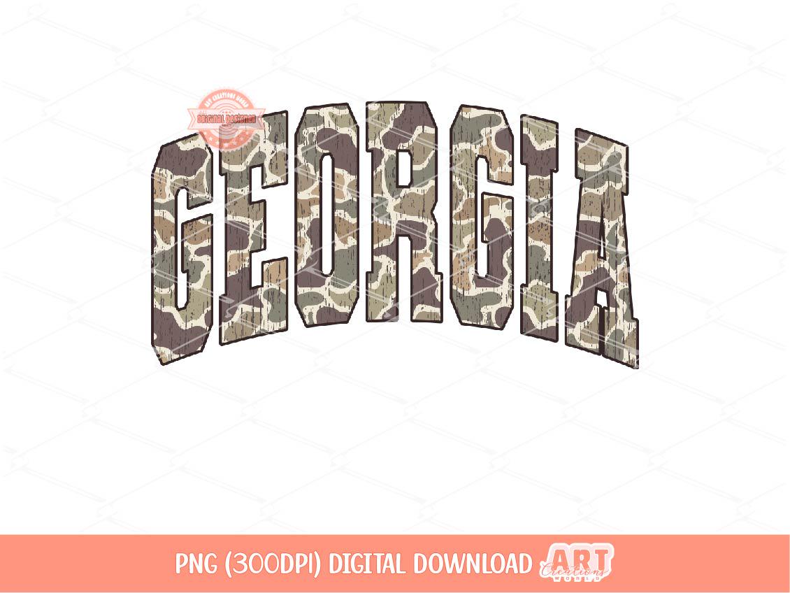 Georgia Grunge Camo PNG, Distressed Varsity Camouflage GA State Sublimation shirt Design