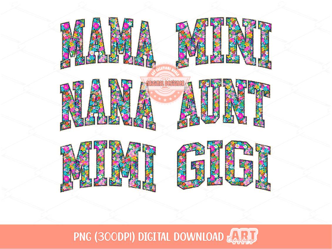 Floral Mama PNG Bundle, Matching Family Sublimation Shirt Designs
