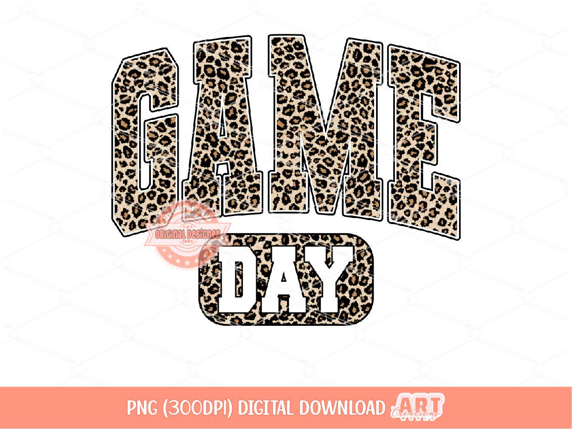 Game Day Leopard PNG, Cheetah Print Varsity Sublimation Design, Sports Mom Shirt, Football Baseball