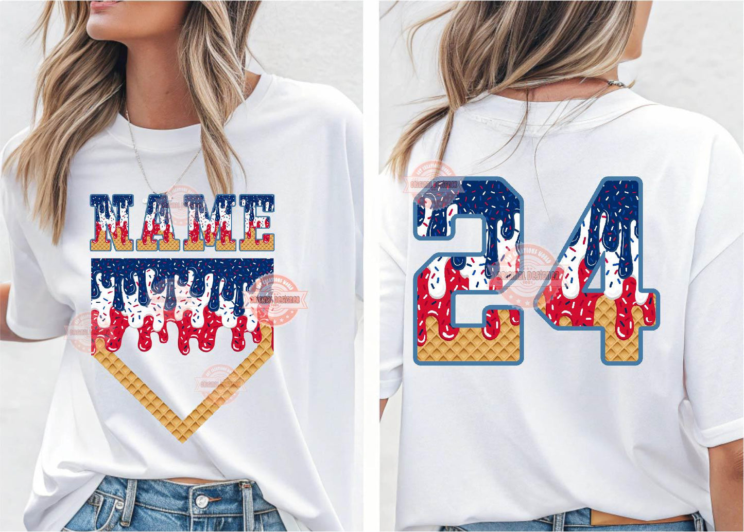 Patriotic Drip Baseball Alphabet PNG Bundle, Red White Blue 4th of July Letters, Numbers & Home Plate Clipart