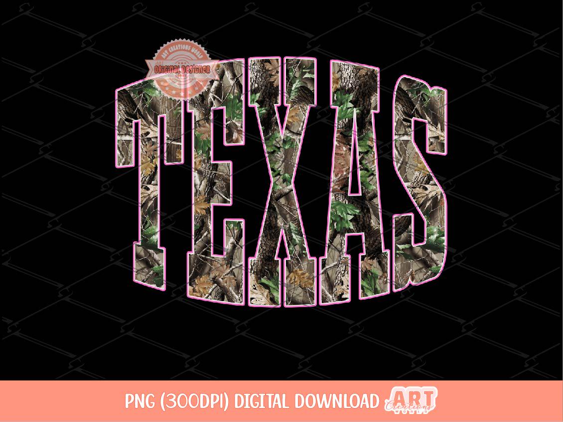 Texas Forest Camo PNG, Realistic Camouflage TX State Sublimation Shirt Design (Digital Download)